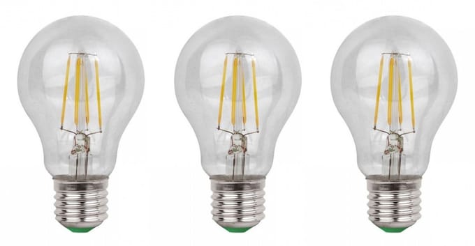 E27 LED lamp 3 stuks | gloeilamp A60 | 6W=60W | daglichtwit filament 6500K
