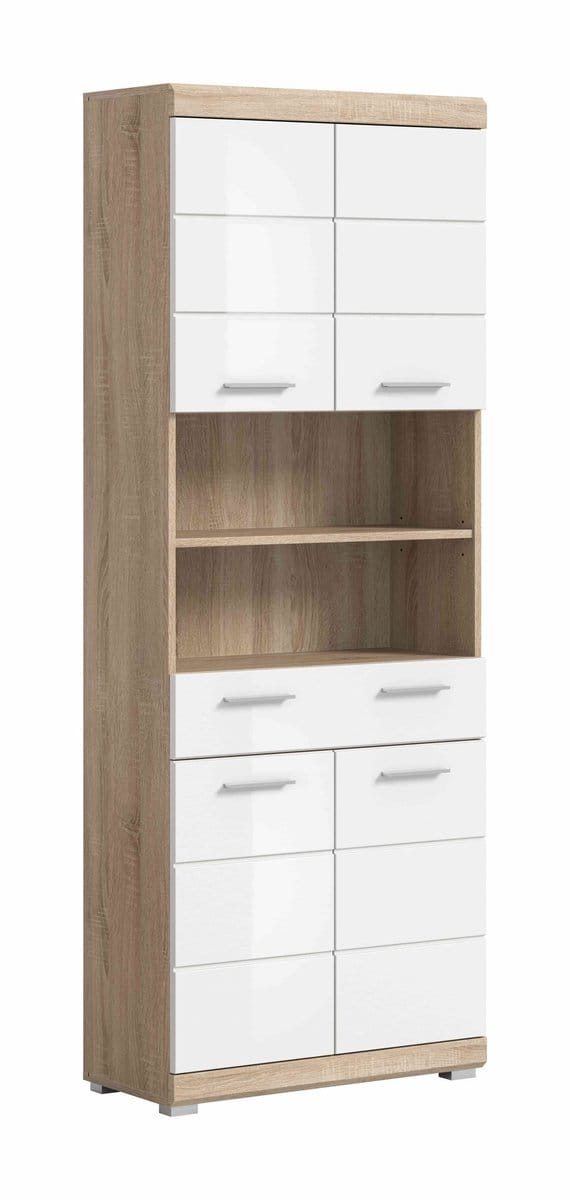 Lambada hoge kast breed wit hoogglans MDF TZ wit NB - 31x74x191cm