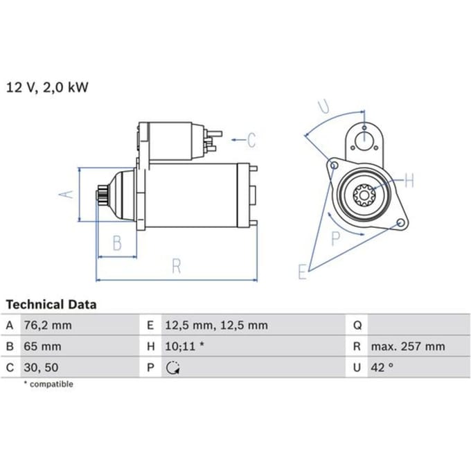 Starter BOSCH 0 986 018 390