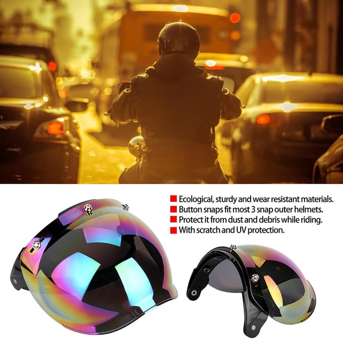 Motorfiets Retro 3?klik Zonnevizier Schild Winddicht Helm Lens Gekleurd black