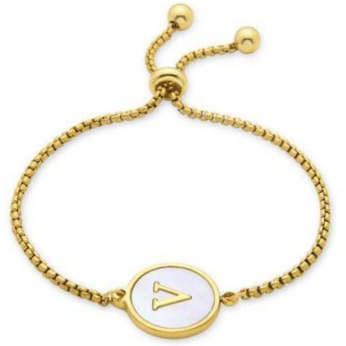 Luxenter armband in wit parelmoer afgewerkt in 18K geel goud - Alfabet