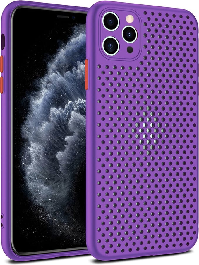Smartphonica iPhone 11 Pro Max siliconen hoesje met gaatjes - Paars geschikt voor iPhone 11 Pro Max