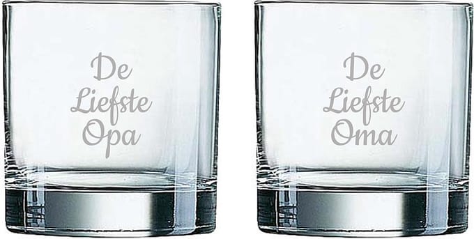 Gegraveerde Whiskeyglas 38cl De Liefste Opa-De Liefste Oma