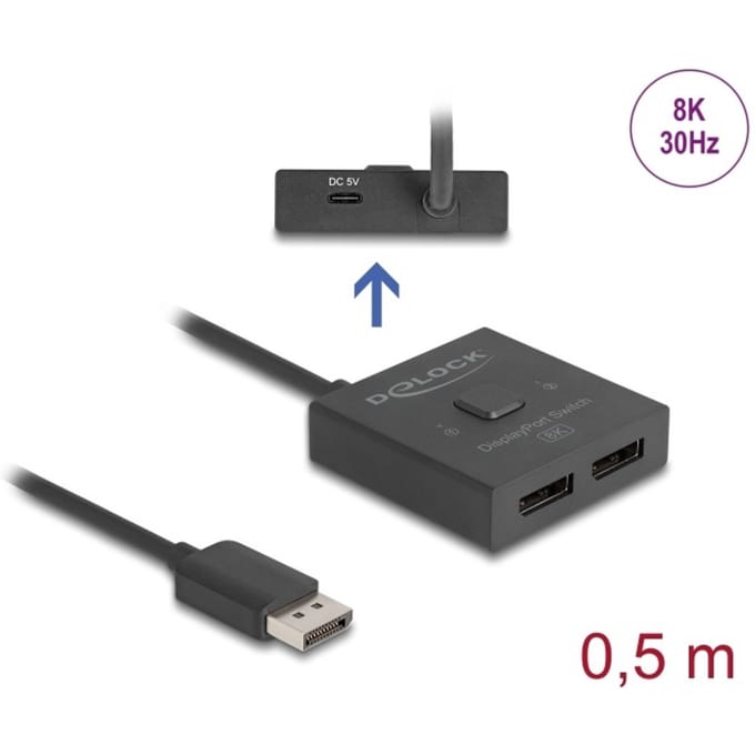 Delock DisplayPort Switch 2 to 1 bidirectional 8K
