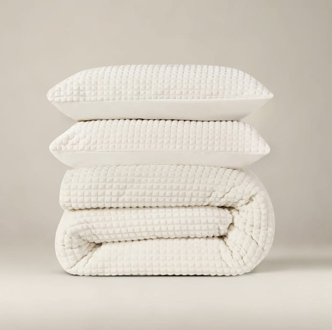 Sleeptime Check Teddy Dekbedovertrek - Eenpersoons - 140X200/220 + 1 x kussensloop 60x70 - Creme