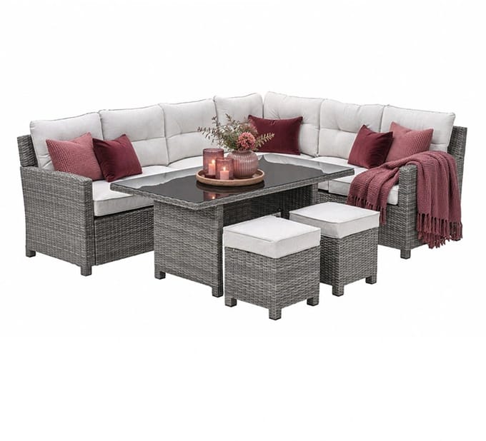 Blue Bird wicker lounge-dining set - rechts - grijs/ sand