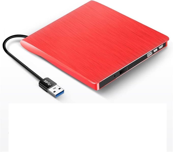 Externe DVD Brander - Draagbare Lezer - Films Kijken - USB 3.0 Hoge Snelheid - Ultra-dun - Rood