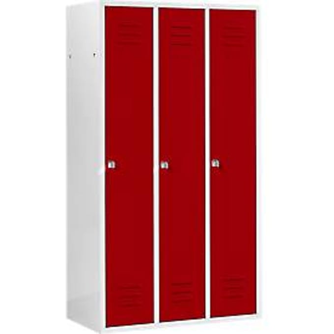 Schäfer Shop Select Kledinglocker met 3 compartimenten, cilinderslot, lichtgrijs/rood
