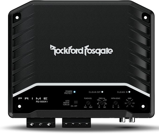 Rockford Fosgate R2-500X1 monoblok Autoversterker 500W RMS / 2 ohm incl bass remote controller