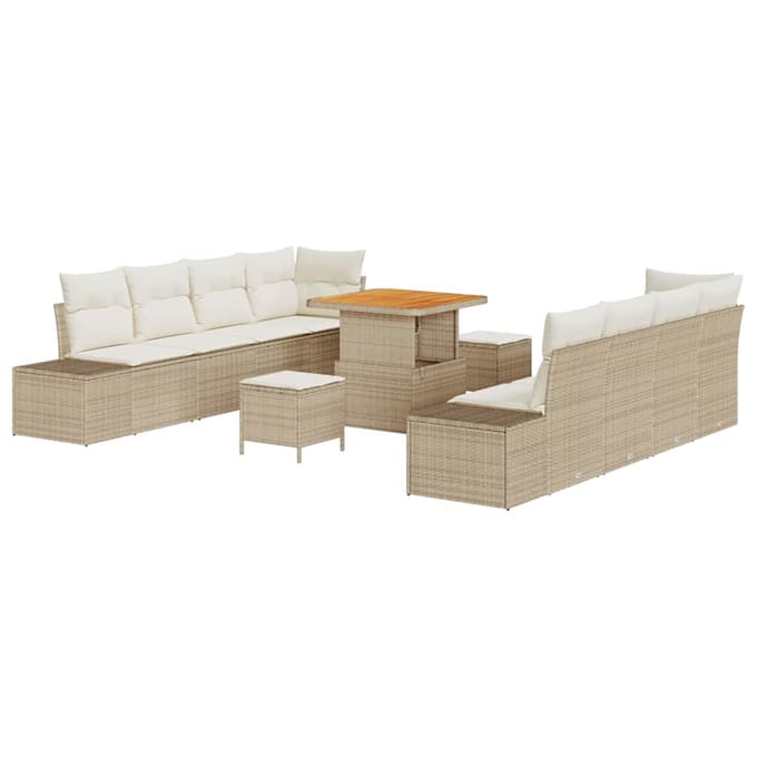 vidaXL - Tuinbank - Set - Beige - Poly - rattan