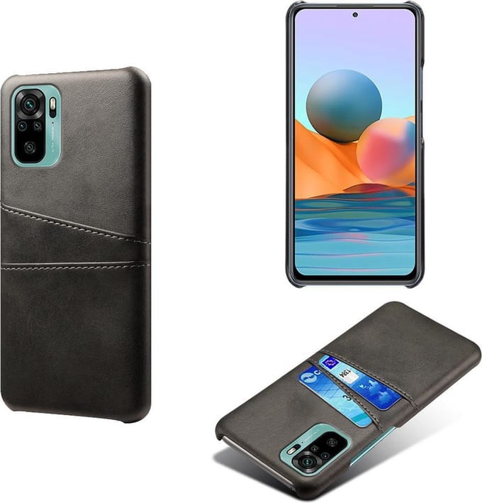Backcover met Opbergvakjes + PMMA Screenprotector voor Xiaomi Redmi Note 10 4G / Note 10S _ Zwart