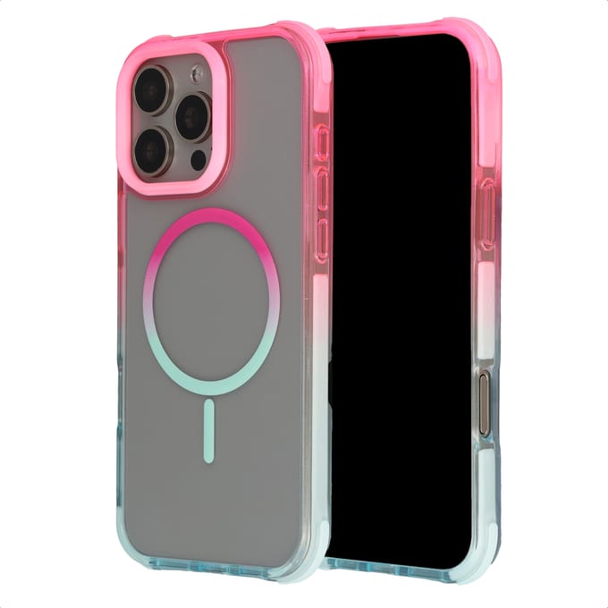 Selencia Hoesje - Geschikt voor Apple iPhone 16 Pro Max - Gradient Backcover - Roze / Blauw