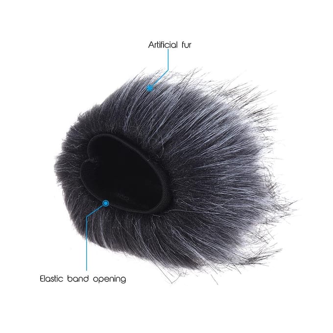 EY-M23 Furry Outdoor Microfoon Windscherm Kunstmatige Bont Muff Wind gray