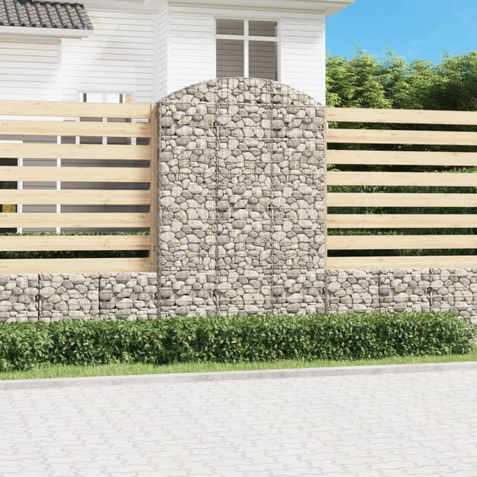 vidaXL - Schanskorf - gewelfd - 150x30x220/240 - cm - gegalvaniseerd - ijzer