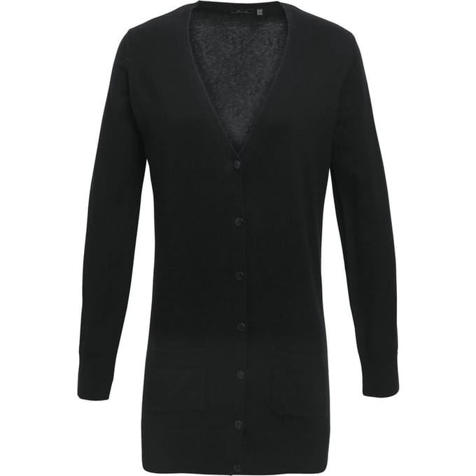 Premier Dames/Dames Longline V Hals Vest (Zwart)