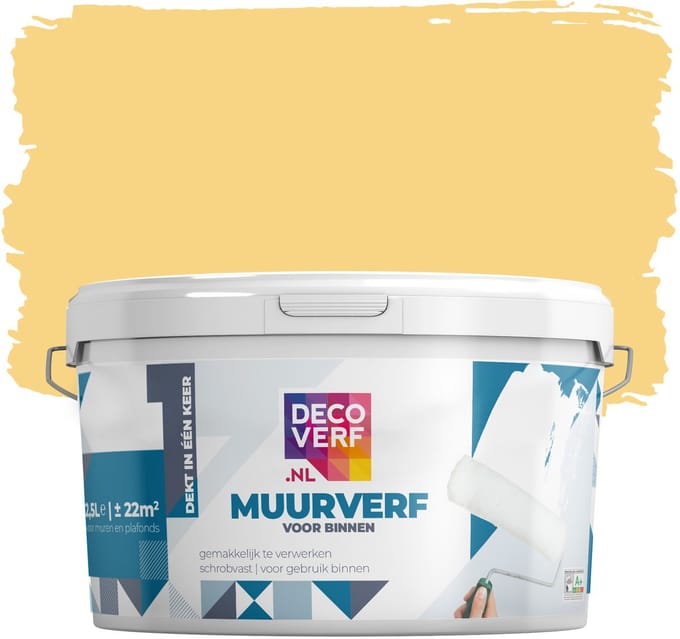 Decoverf muurverf mat maisgeel, 2.5L