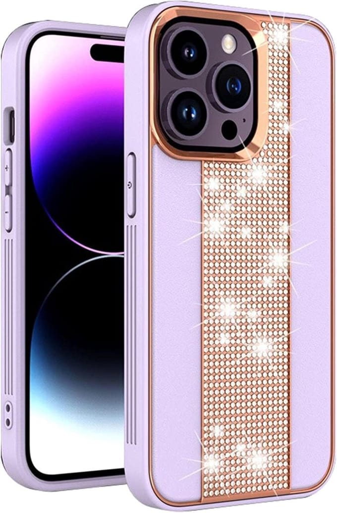 Diamond Plating Frosted Hoesje Geschikt voor: iPhone 13 Pro Max - Paars