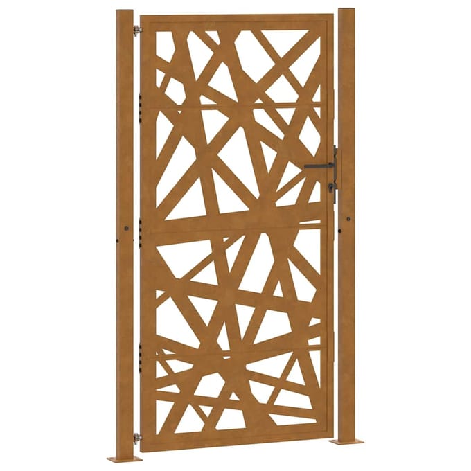 vidaXL - Poort - met - lichtontwerp - 100x175 - cm - weervast - staal
