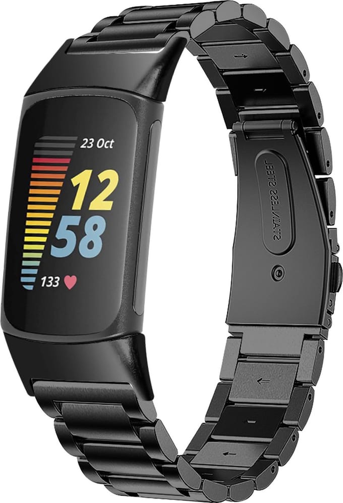 YONO Bandje geschikt voor Fitbit Charge 6 - 5 - Schakel - Metaal - Zwart