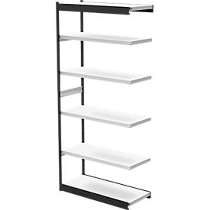 PROGRESS 2000 stalen bureaustelling, zonder achterwand, B 1000 x D 400 x H 2250 mm, zwarte frame