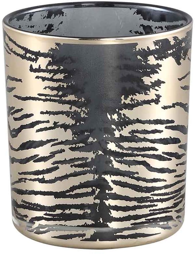PTMD Djenna Ronde Theelichthouder Zebra - H15 x 15 cm - Glas - Goud