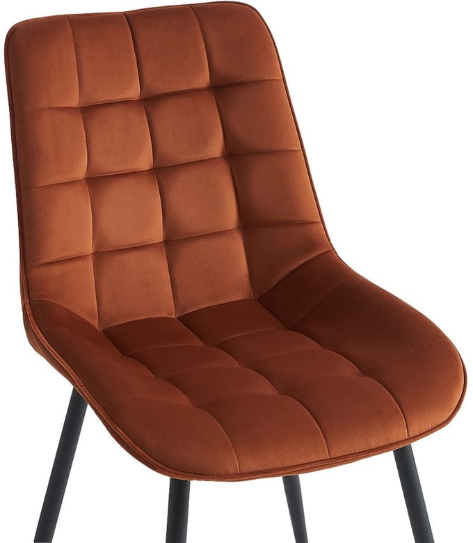 Vente-unique Set van 2 gewatteerde stoelen - Fluweel en zwart metaal - Terracotta - OLLUA
