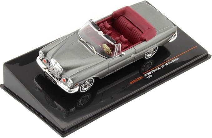 Modelauto Mercedes 280 SE 3.5 W111 Cabrio 1969 Grijs Metallic Schaal 1:43 Diecast