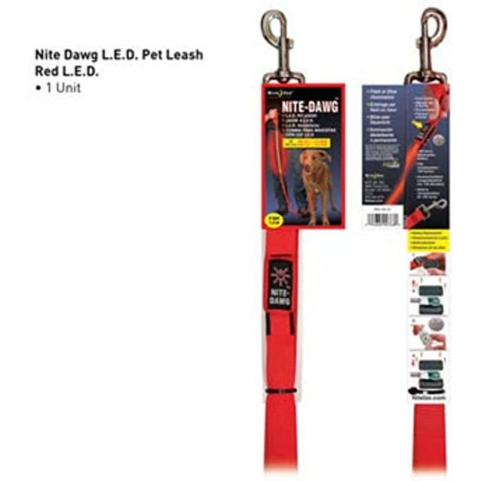 Nite Ize NiteDawg Lichtgevende LED Looplijn - Hondenriem - Rood - 1,5m