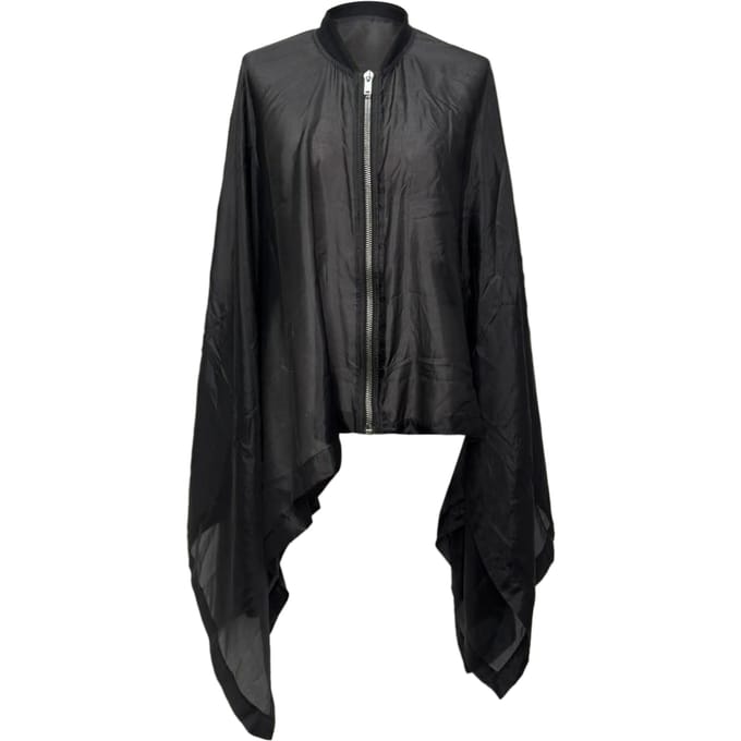Rick Owens Zip Poncho in zwarte zijde