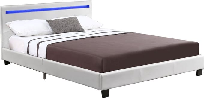 Gestoffeerd bed Verona - 120 x 200 cm - Wit - LED Verlichting