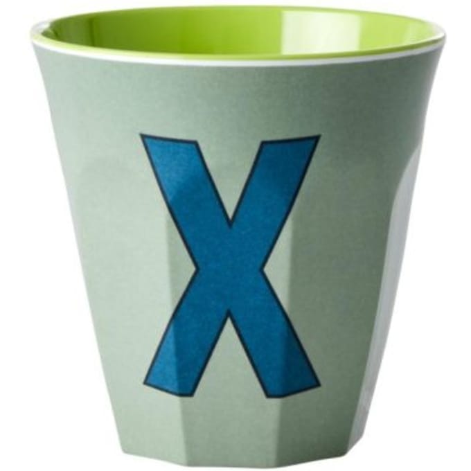Rice melamine beker medium letter x khaki