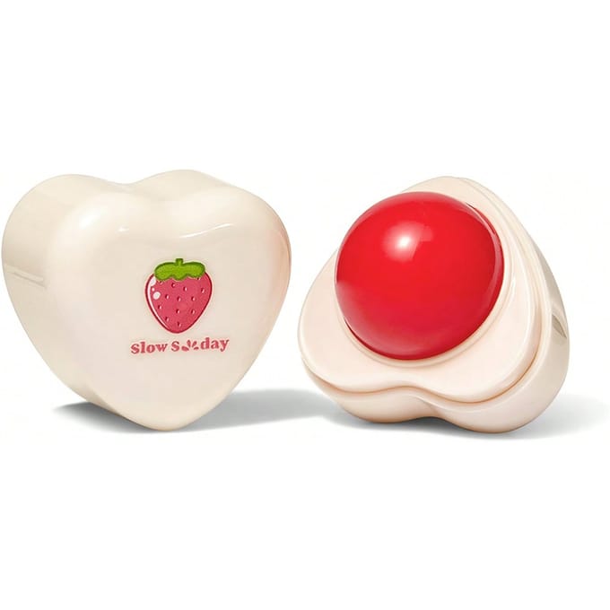 Slow Sunday Aardbei Hydraterende Lipverzorging, Aardbei, Schattig Hartvormig Ontwerp, Kleurveranderend, Dagelijkse Lipverzorging, Lip Slaapmasker, Fruitgeur, Goede Keuze Voor Vakantie, Reisbenodigdheden, Halloween, Geschikt Voor Zomerse Lipverzorging
