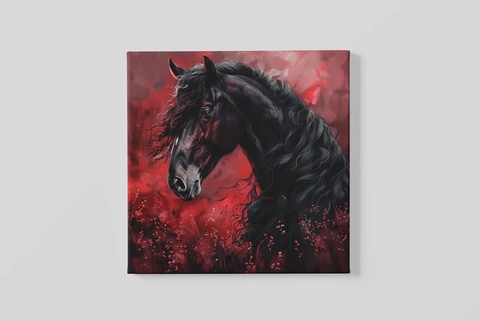Vierkant Canvas Schilderij - Paard - Dierenkunst - Modern & Luxueus - 100x100 cm