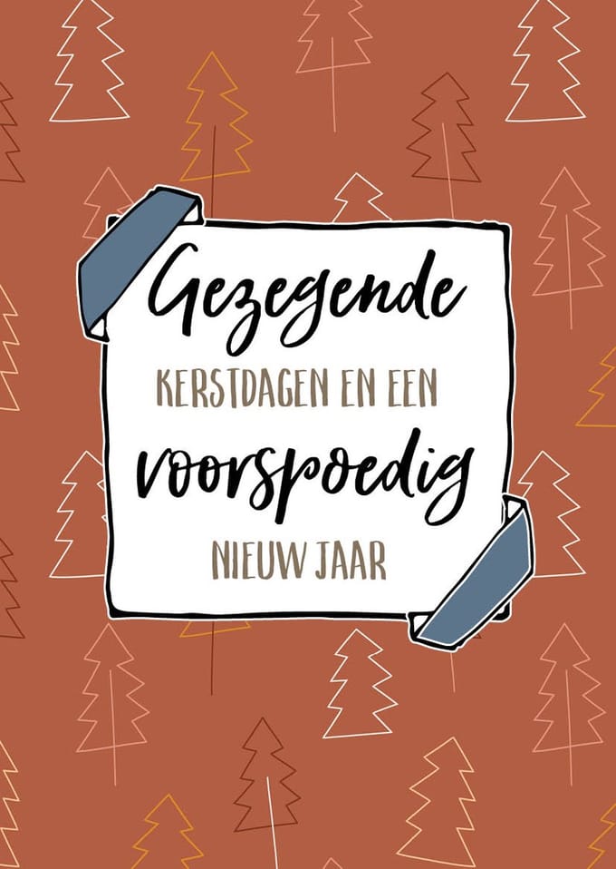 Kerstkaart 'Gezegende kerstdagen - bomen' ' 12 stuks met envelop