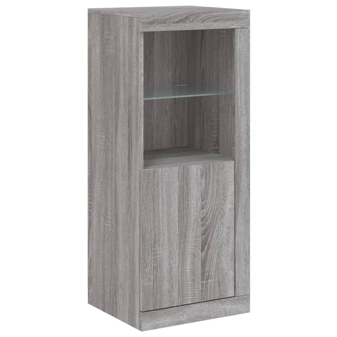 vidaXL - Dressoir - met - LED-verlichting - 41x37x100 - cm - grijs - sonoma - eiken