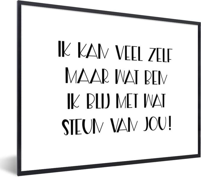 Fotolijst incl. Poster - Sterkte - Quotes - Wit - Steun - 80x60 cm - Posterlijst