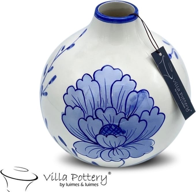 Milou blauwe bloemen vaas 20x20