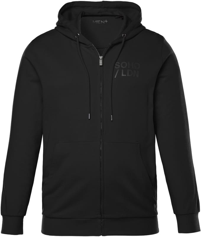 Men Plus - Heren - Sweatvest met capuchon - Zwart - Maat L