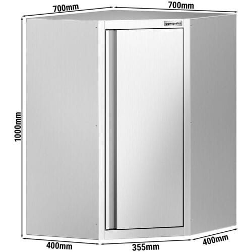 GGM Gastro Edelstahl Eck-Wandhängeschrank - 700x700mm - mit Flügeltür - Höhe: 1000mm