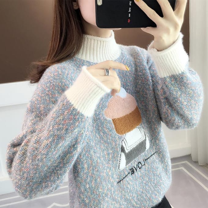 Coltrui Effen Kleur Gebreide Pullover voor Dames Casual Losse Pasvorm Winter Lange Mouw Trui Jas XL gray