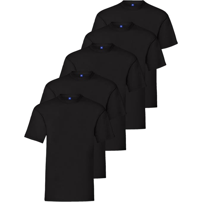 Kruze Heren Crew Neck T-Shirts (5 Pack) - Zwart