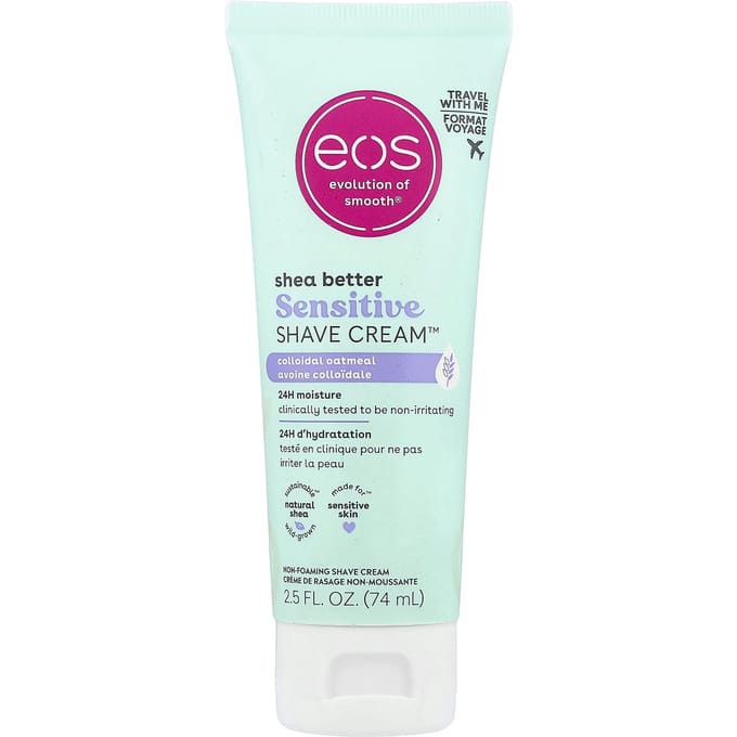 EOS, Crème à raser Shea Better Sensitive™, Avoine colloïdale, 2,5 fl oz (74 ml) white