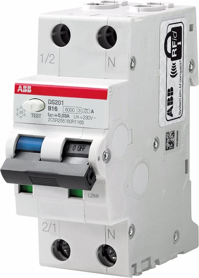 ABB aardlekautomaat 1-polig+nul 20A B-kar 300mA (DS201 B20 A300)