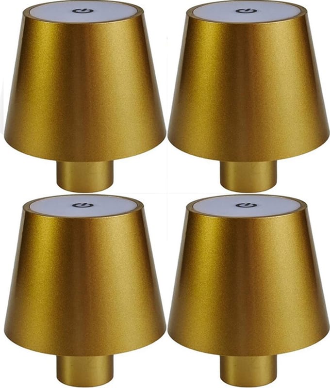 Flessenlamp - 4 Stuks - Tafellamp - Oplaadbare Tafellamp - Goud - Usb-C Oplaadbaar - Warm wit - Touch Dimbaar - LED