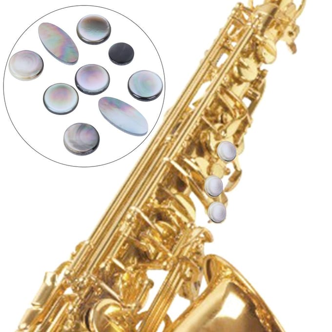 9 stuks Saxofoon Knop Pad Set Zwart en Wit Sax Sleutel Knop Muziekinstrument Accessoires gray