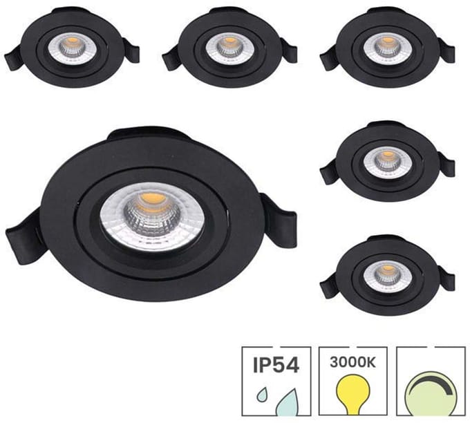 Lybardo - Lage Inbouwspots - 6-pack - 5W - Dimbaar - Waterdicht - Spotjes Inbouw