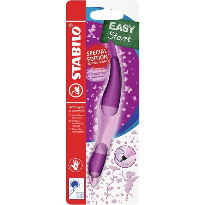 STABILO EASYoriginal 3D DreamWorld - Ergonomische rollerball - Rechtshandig - Blauw inkt - Navulbaar - Roze