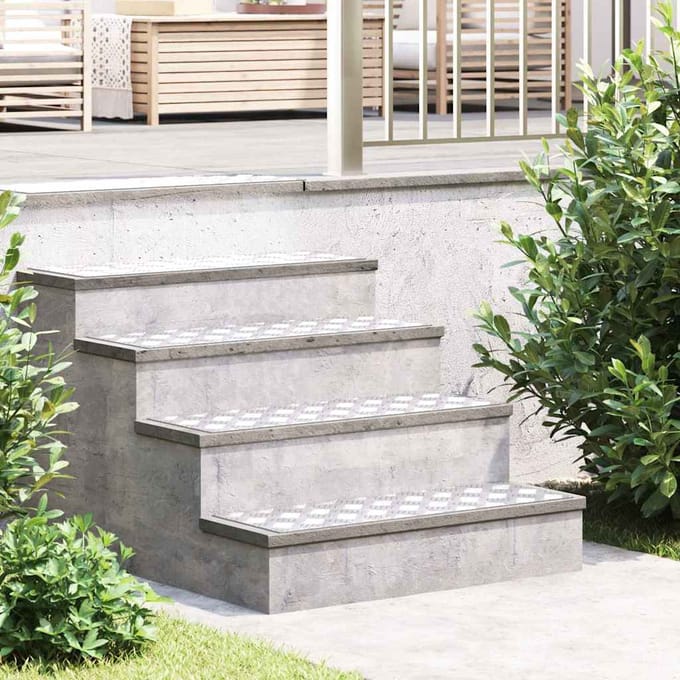 Marche d'escalier Angle droit 4 pièces Argent 75 x 25 cm Aluminium