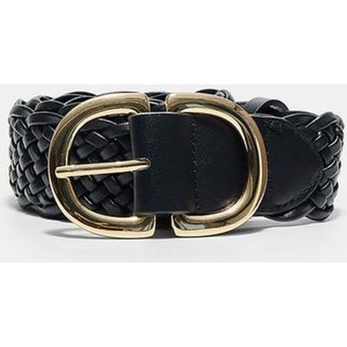 Stradivarius Gevlochten riem met dubbele gesp  Zwart 70