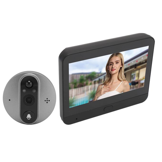 Sonnette vidéo sans fil HD 1080p avec visionneuse bidirectionnelle et caméra de 4,3 pouces argenté